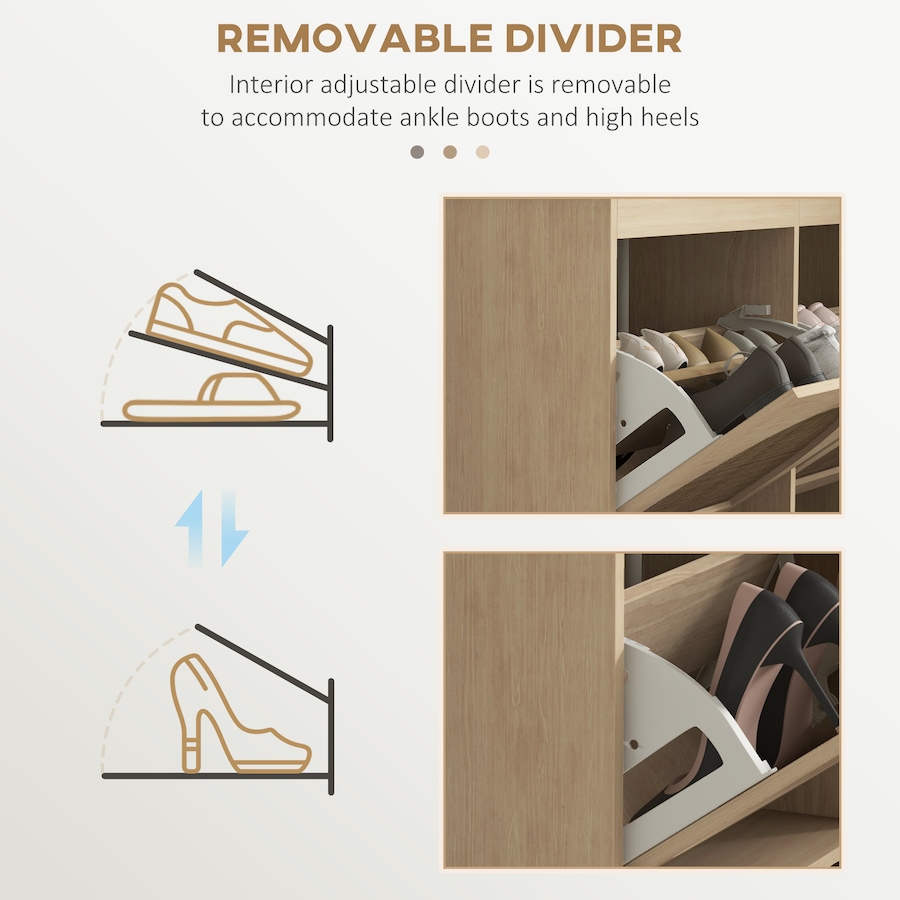 Image 934827_ALTMORE5.jpg, Product 934-827 / Price $204.99, HOMCOM Shoe Storage Cabinet, Narrow Shoe Cabinet with 4 Flip Drawers, Oak from HOMCOM on TSC.ca's Home & Garden department