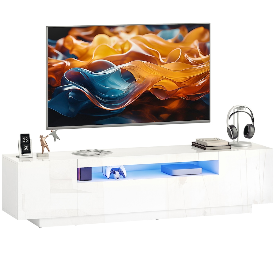 Image 934833.jpg, Product 934-833 / Price $237.99, HOMCOM Modern TV Stand with RGB LED Lights, Entertainment Center, White from HOMCOM on TSC.ca's Home & Garden department