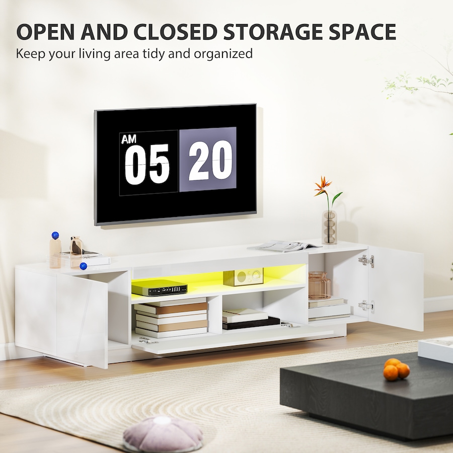 Image 934833_ALTMORE13.jpg, Product 934-833 / Price $237.99, HOMCOM Modern TV Stand with RGB LED Lights, Entertainment Center, White from HOMCOM on TSC.ca's Home & Garden department