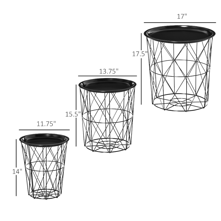 Image 934840_ALTMORE2.jpg, Product 934-840 / Price $69.99, HOMCOM Set of 3 Nesting End Tables, Side Table with Storage and Tray from HOMCOM on TSC.ca's Home & Garden department