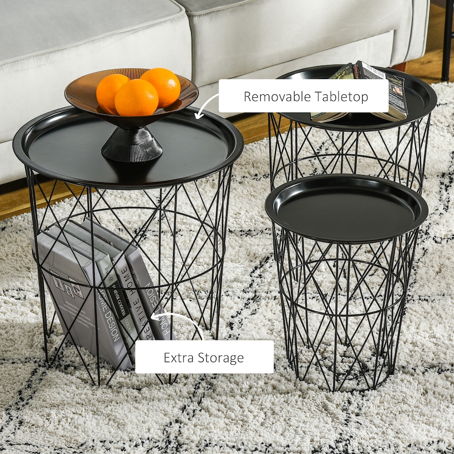 Image 934840_ALTMORE4.jpg, Product 934-840 / Price $69.99, HOMCOM Set of 3 Nesting End Tables, Side Table with Storage and Tray from HOMCOM on TSC.ca's Home & Garden department
