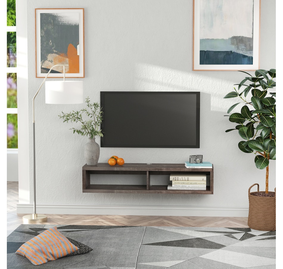 Image 934858_ALTMORE1.jpg, Product 934-858 / Price $96.99, HOMCOM Wall Mounted Media Console, Floating TV Stand Shelf, Dark Grey from HOMCOM on TSC.ca's Home & Garden department