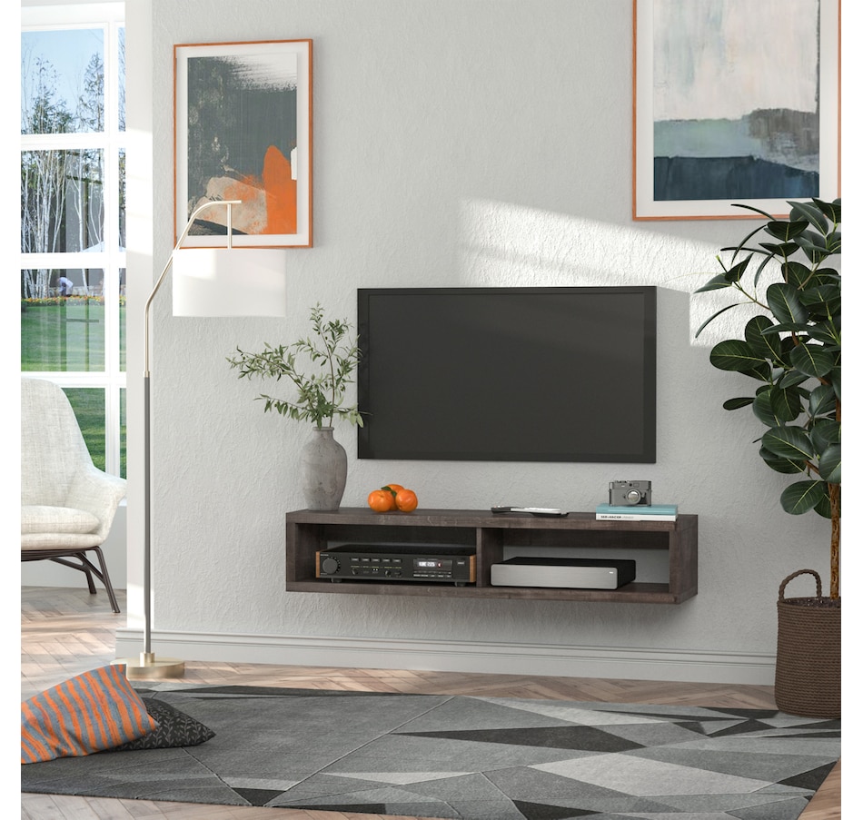 Image 934858_ALTMORE4.jpg, Product 934-858 / Price $96.99, HOMCOM Wall Mounted Media Console, Floating TV Stand Shelf, Dark Grey from HOMCOM on TSC.ca's Home & Garden department