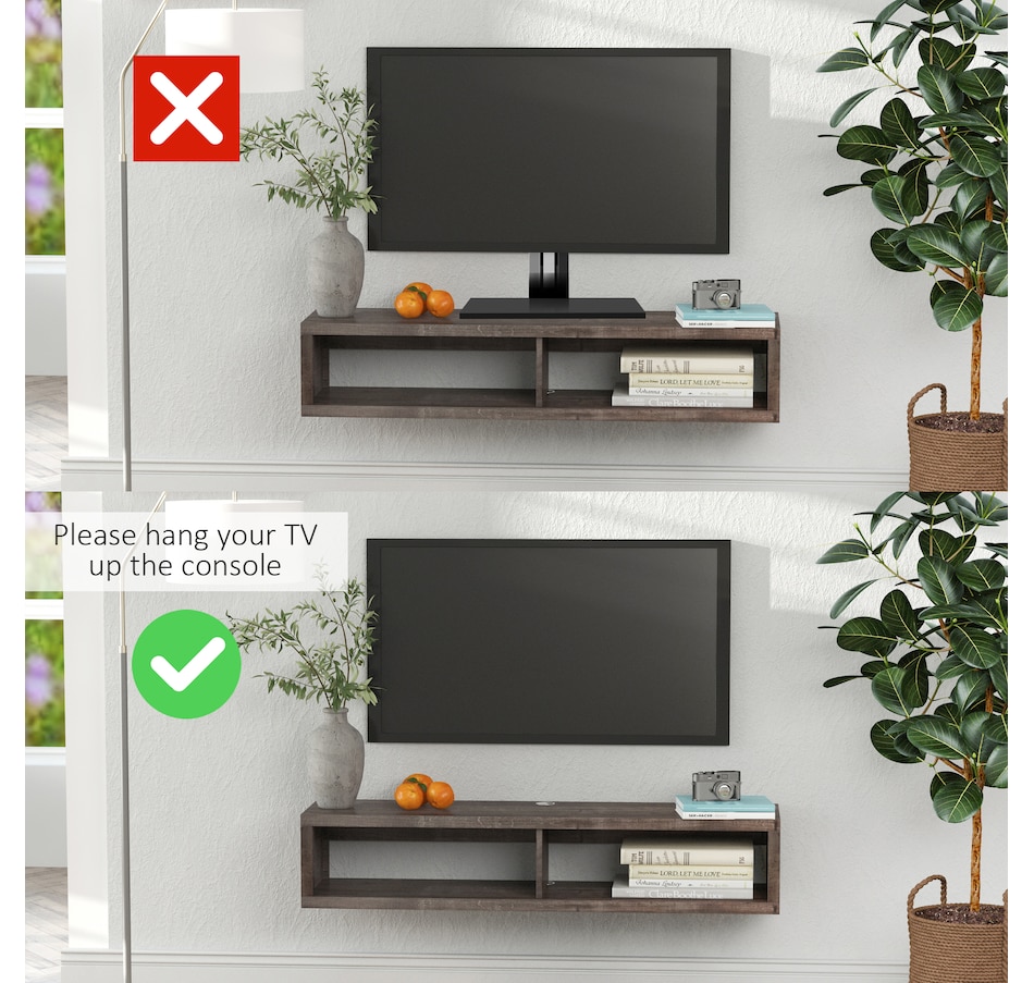 Image 934858_ALTMORE6.jpg, Product 934-858 / Price $96.99, HOMCOM Wall Mounted Media Console, Floating TV Stand Shelf, Dark Grey from HOMCOM on TSC.ca's Home & Garden department