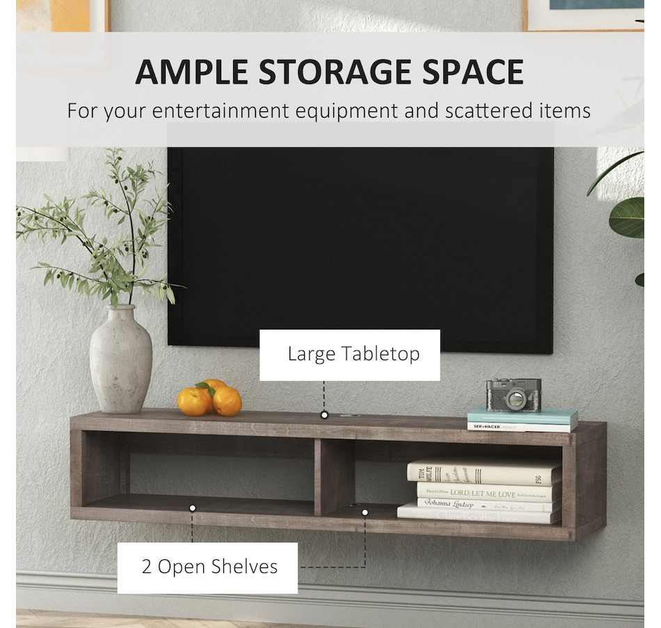 Image 934858_ALTMORE7.jpg, Product 934-858 / Price $96.99, HOMCOM Wall Mounted Media Console, Floating TV Stand Shelf, Dark Grey from HOMCOM on TSC.ca's Home & Garden department