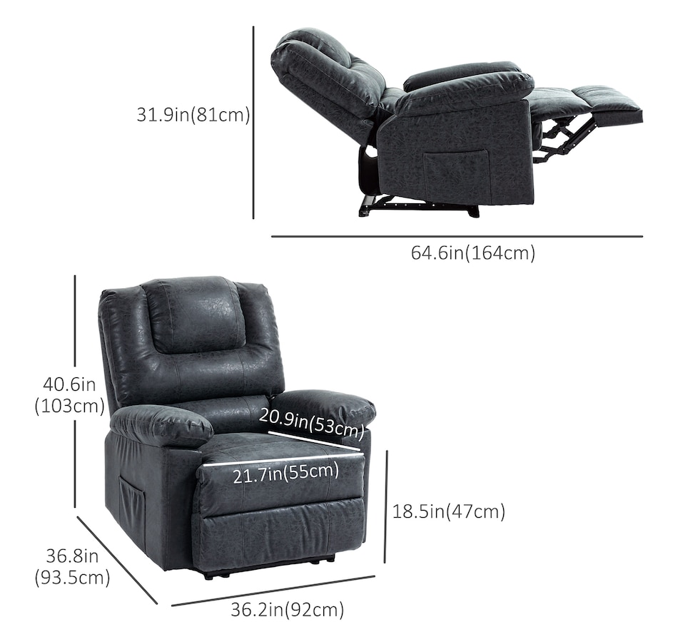 Image 934860_ALTMORE2.jpg, Product 934-860 / Price $449.99, HOMCOM Manual Recliner Chair with Footrest Side Pockets Steel Frame Black from HOMCOM on TSC.ca's Home & Garden department