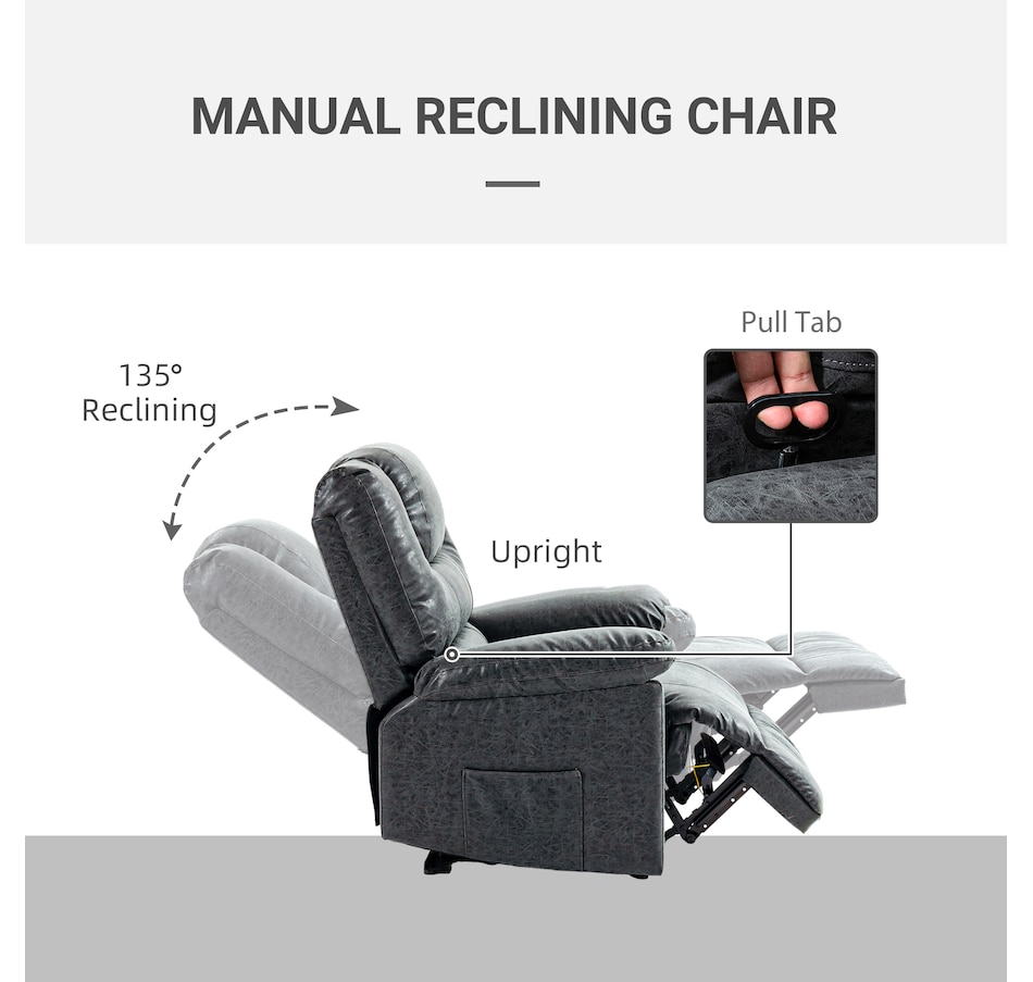 Image 934860_ALTMORE3.jpg, Product 934-860 / Price $449.99, HOMCOM Manual Recliner Chair with Footrest Side Pockets Steel Frame Black from HOMCOM on TSC.ca's Home & Garden department