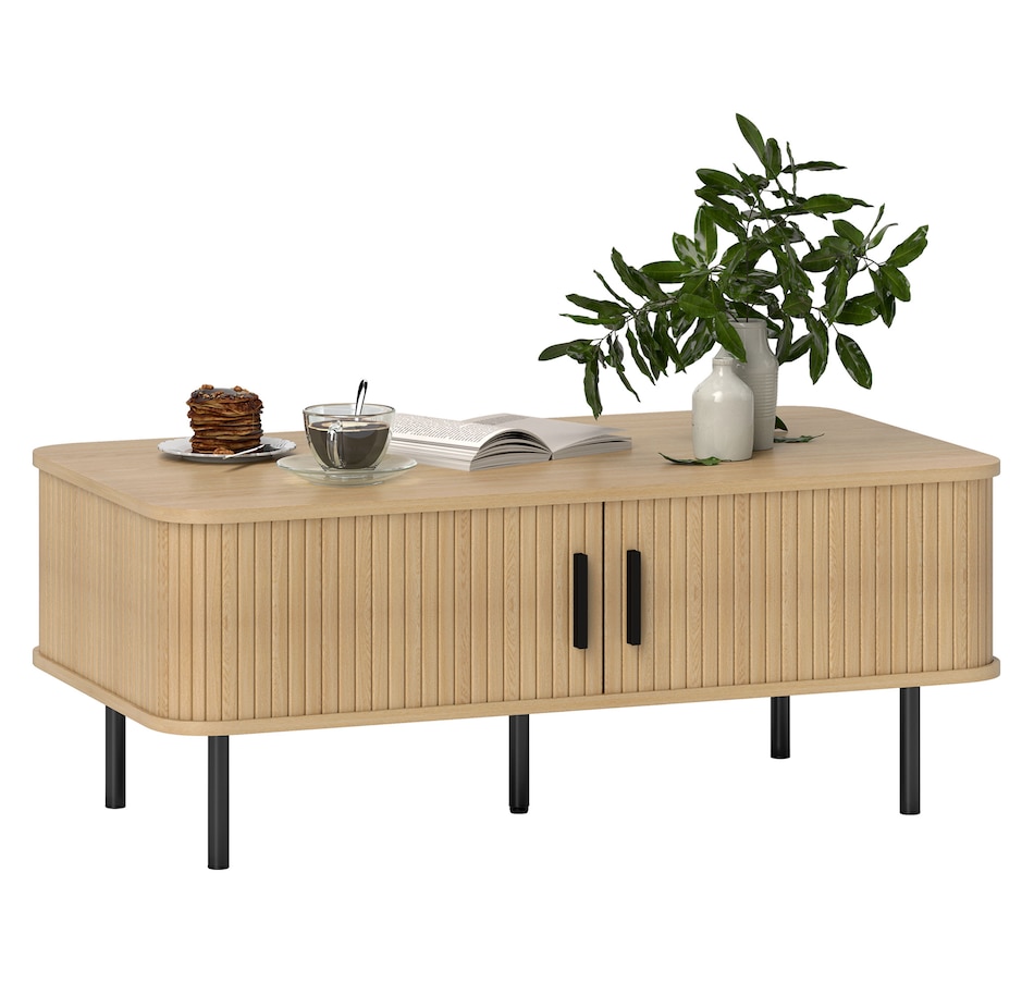 Image 934865.jpg, Product 934-865 / Price $172.99, HOMCOM Coffee Table with Storage, Nordic Side Table with liding Doors, Oak from HOMCOM on TSC.ca's Home & Garden department