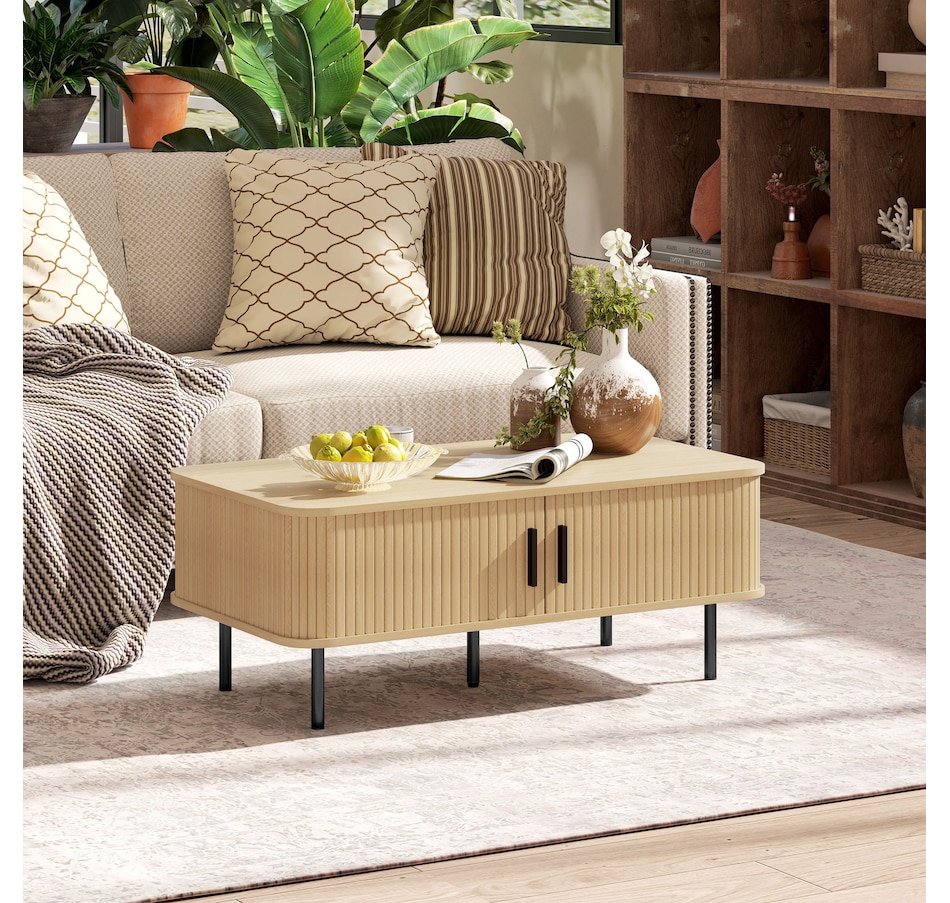 Image 934865_ALTMORE1.jpg, Product 934-865 / Price $172.99, HOMCOM Coffee Table with Storage, Nordic Side Table with liding Doors, Oak from HOMCOM on TSC.ca's Home & Garden department