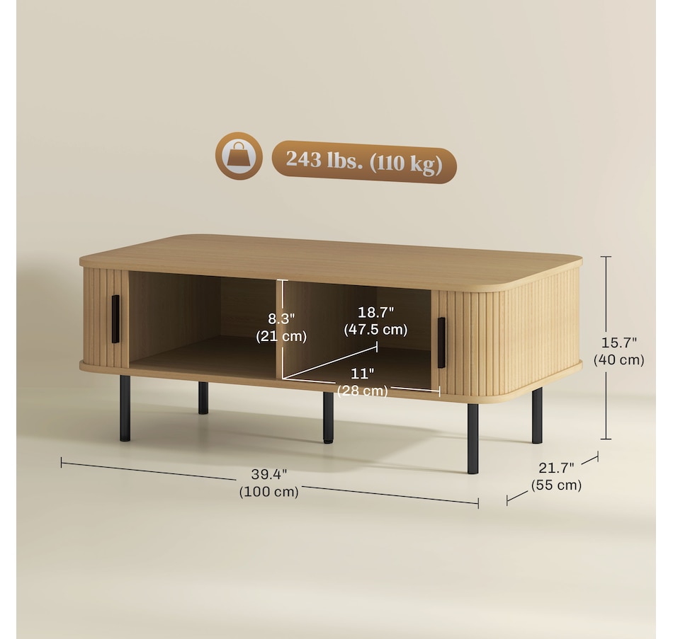Image 934865_ALTMORE2.jpg, Product 934-865 / Price $172.99, HOMCOM Coffee Table with Storage, Nordic Side Table with liding Doors, Oak from HOMCOM on TSC.ca's Home & Garden department