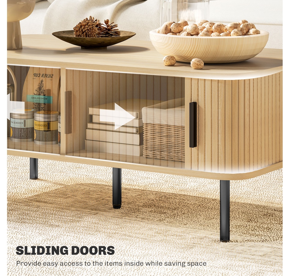 Image 934865_ALTMORE4.jpg, Product 934-865 / Price $172.99, HOMCOM Coffee Table with Storage, Nordic Side Table with liding Doors, Oak from HOMCOM on TSC.ca's Home & Garden department