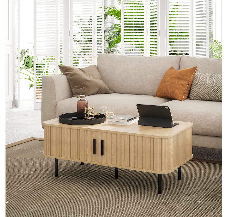 Image 934865_ALTMORE7.jpg, Product 934-865 / Price $172.99, HOMCOM Coffee Table with Storage, Nordic Side Table with liding Doors, Oak from HOMCOM on TSC.ca's Home & Garden department