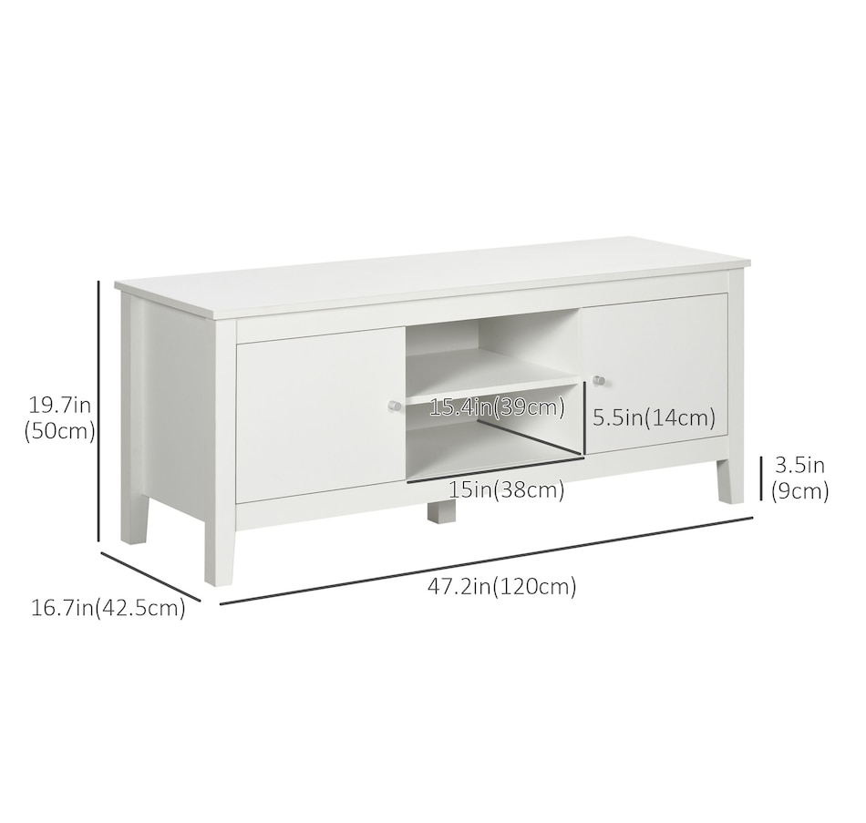 Image 934868_ALTMORE2.jpg, Product 934-868 / Price $139.99, HOMCOM TV Cabinet Stand for TVs up to 55" with Shelves and Doors, White from HOMCOM on TSC.ca's Home & Garden department