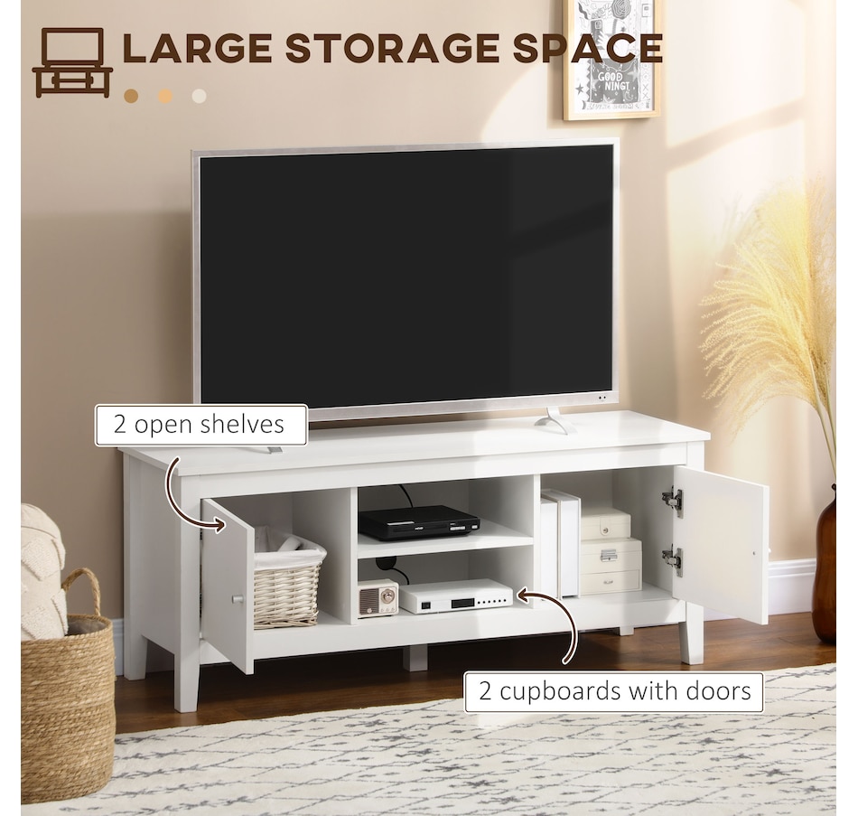 Image 934868_ALTMORE3.jpg, Product 934-868 / Price $139.99, HOMCOM TV Cabinet Stand for TVs up to 55" with Shelves and Doors, White from HOMCOM on TSC.ca's Home & Garden department