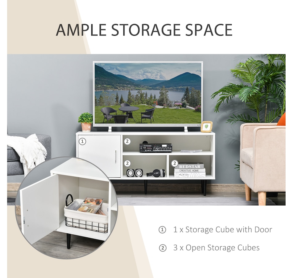 Image 934869_ALTMORE4.jpg, Product 934-869 / Price $133.74, HOMCOM Modern TV Stand Cabinet w/ Storage Shelf, Cable Hole, Entertainment from HOMCOM on TSC.ca's Home & Garden department