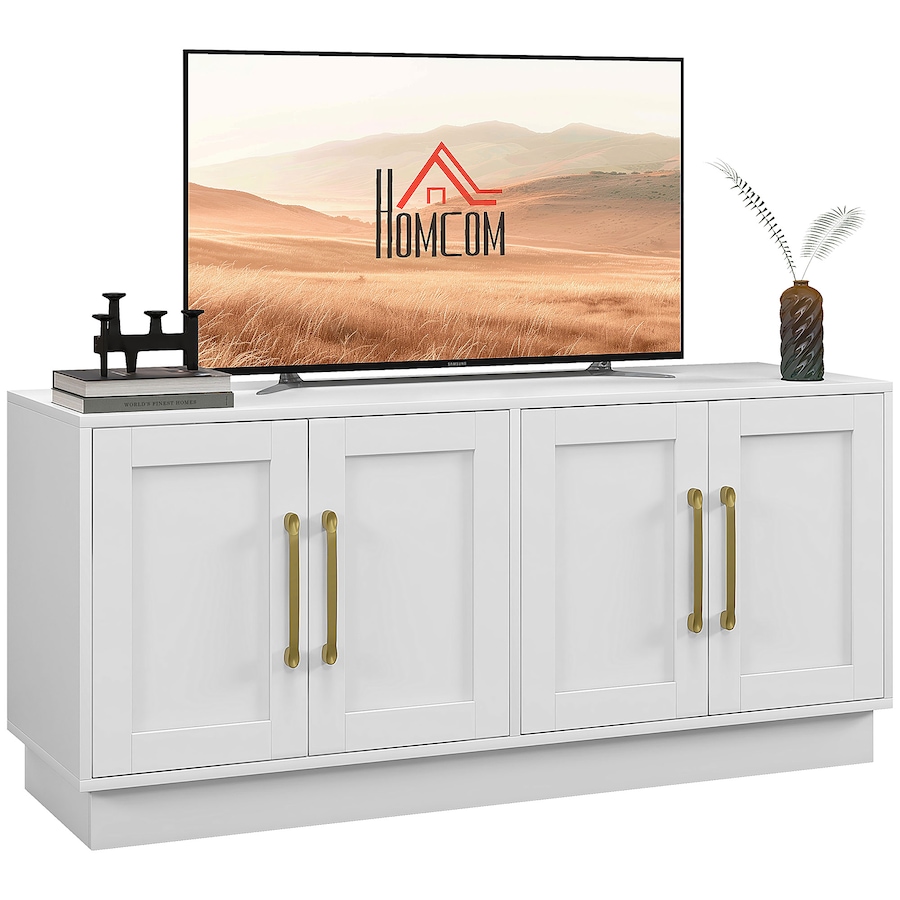 Image 934872.jpg, Product 934-872 / Price $201.99, HOMCOM Modern TV Stand for up to 55 Inch TV with 4 Soft Hinged Doors White from HOMCOM on TSC.ca's Home & Garden department