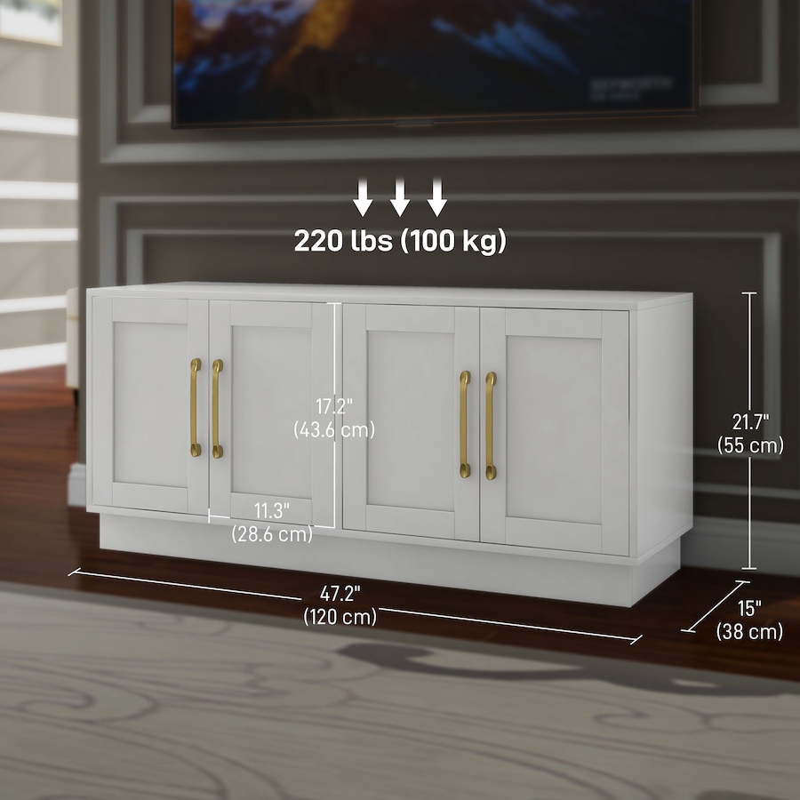 Image 934872_ALTMORE2.jpg, Product 934-872 / Price $201.99, HOMCOM Modern TV Stand for up to 55 Inch TV with 4 Soft Hinged Doors White from HOMCOM on TSC.ca's Home & Garden department