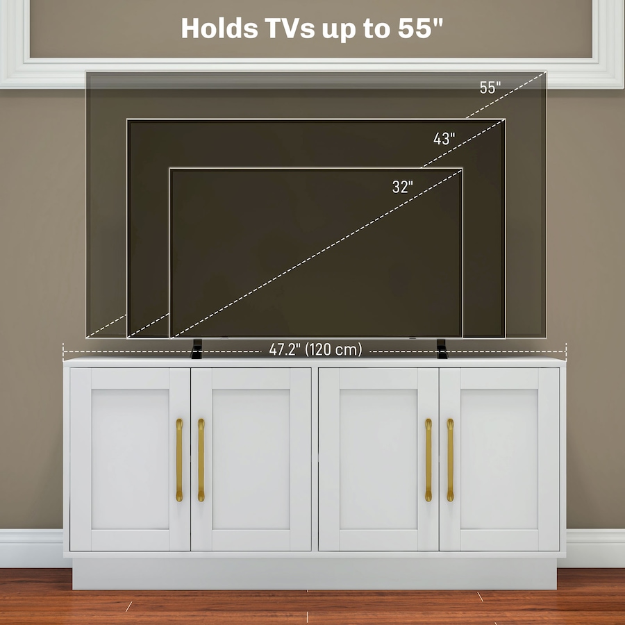 Image 934872_ALTMORE5.jpg, Product 934-872 / Price $201.99, HOMCOM Modern TV Stand for up to 55 Inch TV with 4 Soft Hinged Doors White from HOMCOM on TSC.ca's Home & Garden department