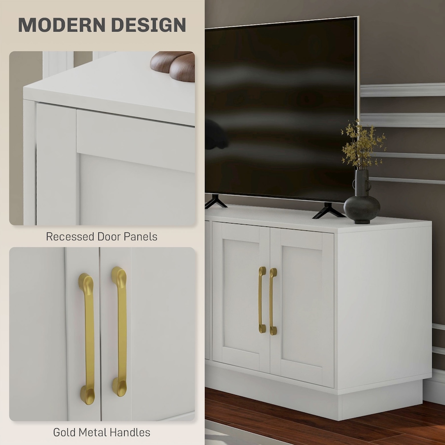 Image 934872_ALTMORE6.jpg, Product 934-872 / Price $201.99, HOMCOM Modern TV Stand for up to 55 Inch TV with 4 Soft Hinged Doors White from HOMCOM on TSC.ca's Home & Garden department