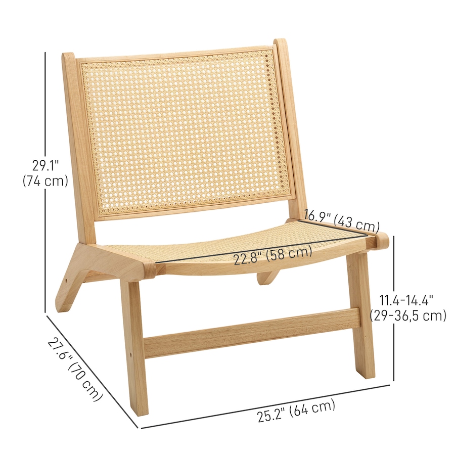 Image 934877_ALTMORE2.jpg, Product 934-877 / Price $119.99, HOMCOM Rattan Accent Chair with Rubber Wood Frame for Bedroom, Natural from HOMCOM on TSC.ca's Home & Garden department