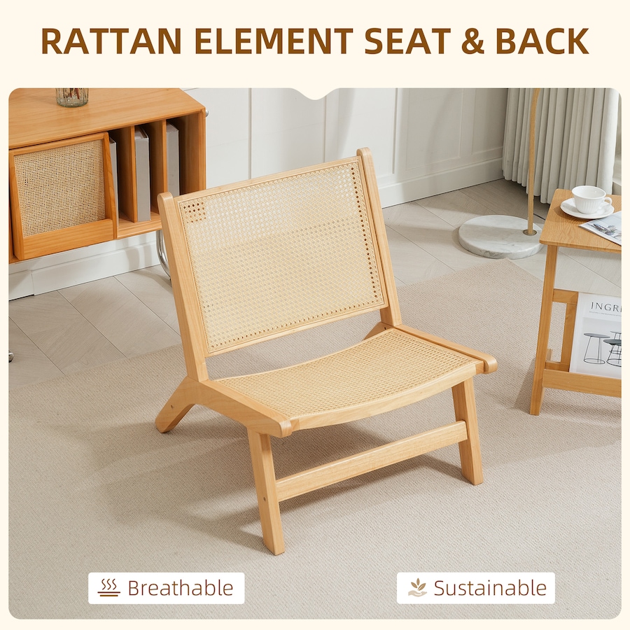Image 934877_ALTMORE3.jpg, Product 934-877 / Price $119.99, HOMCOM Rattan Accent Chair with Rubber Wood Frame for Bedroom, Natural from HOMCOM on TSC.ca's Home & Garden department