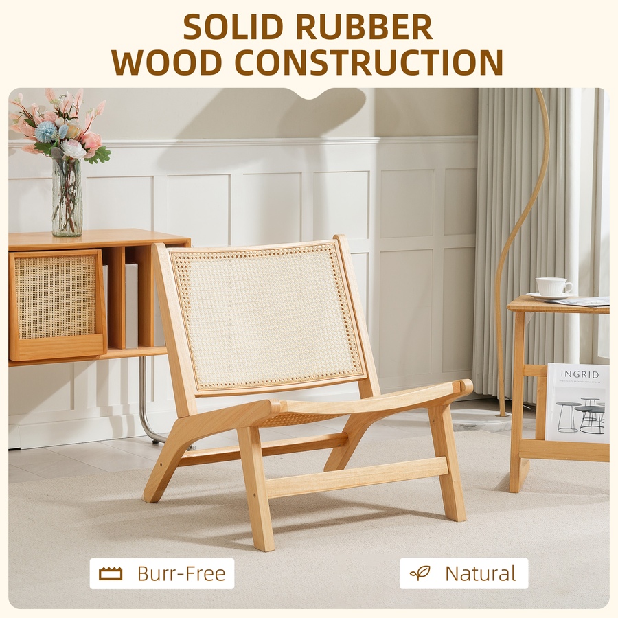 Image 934877_ALTMORE4.jpg, Product 934-877 / Price $119.99, HOMCOM Rattan Accent Chair with Rubber Wood Frame for Bedroom, Natural from HOMCOM on TSC.ca's Home & Garden department