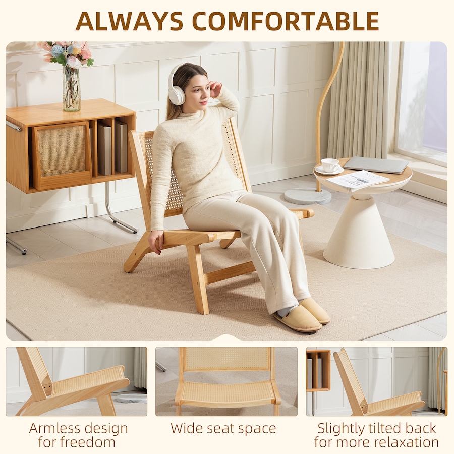 Image 934877_ALTMORE5.jpg, Product 934-877 / Price $119.99, HOMCOM Rattan Accent Chair with Rubber Wood Frame for Bedroom, Natural from HOMCOM on TSC.ca's Home & Garden department
