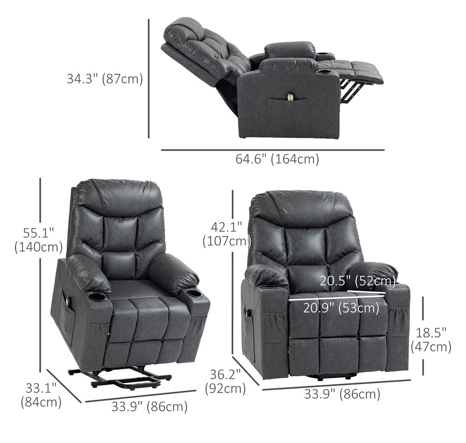 Image 934878_ALTMORE2.jpg, Product 934-878 / Price $529.99, HOMCOM Power Lift Chair, Recliner Chair with Cup Holders, Easy to Assemble from HOMCOM on TSC.ca's Home & Garden department
