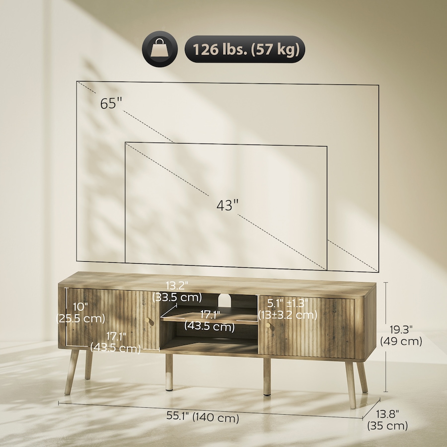Image 934884_ALTMORE2.jpg, Product 934-884 / Price $157.99, HOMCOM TV Stand for 65 Inch Television, Entertainment Center, Oak from HOMCOM on TSC.ca's Home & Garden department