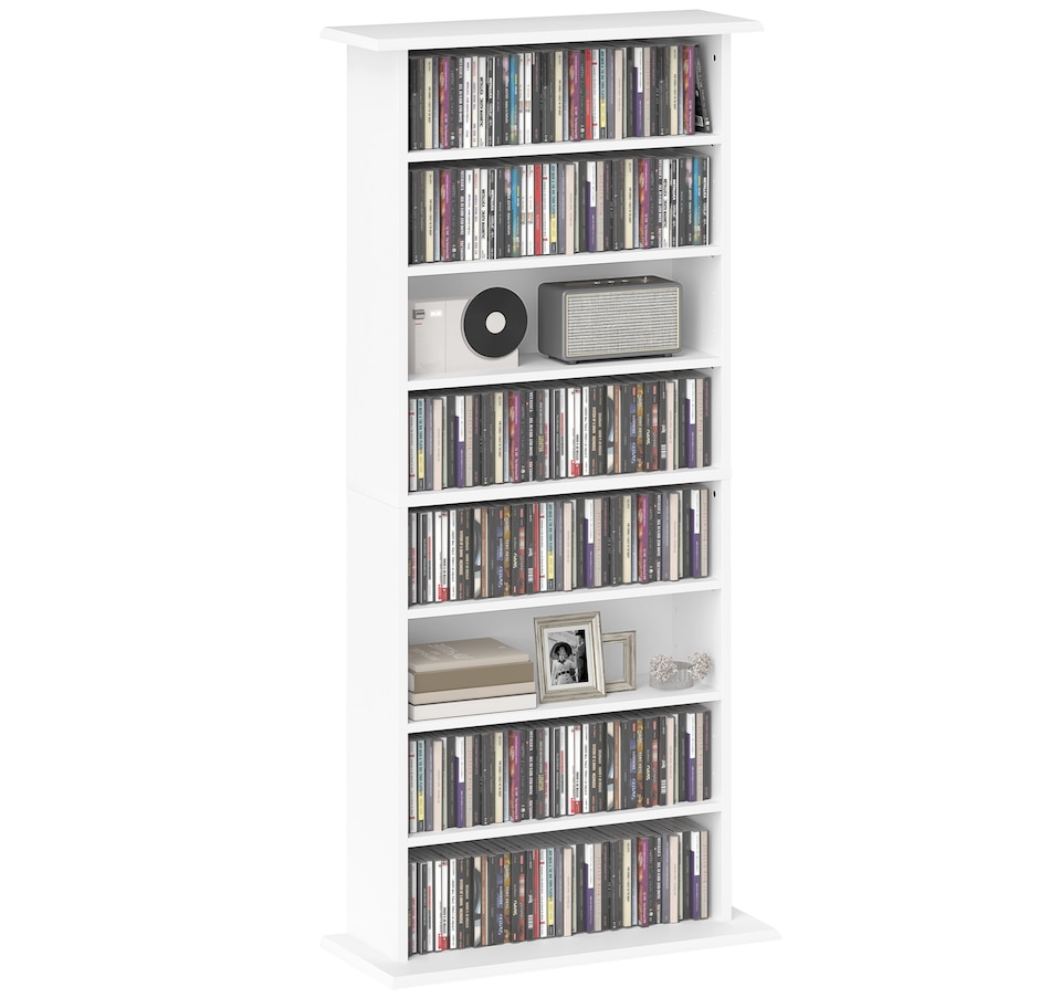 Image 934893.jpg, Product 934-893 / Price $129.99, HOMCOM Media Storage Cabinet 8-Tier DVD Shelf w/ Adjustable Shelves White from HOMCOM on TSC.ca's department