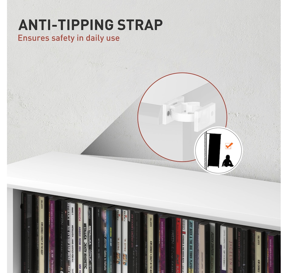 Image 934893_ALTMORE5.jpg, Product 934-893 / Price $129.99, HOMCOM Media Storage Cabinet 8-Tier DVD Shelf w/ Adjustable Shelves White from HOMCOM on TSC.ca's department