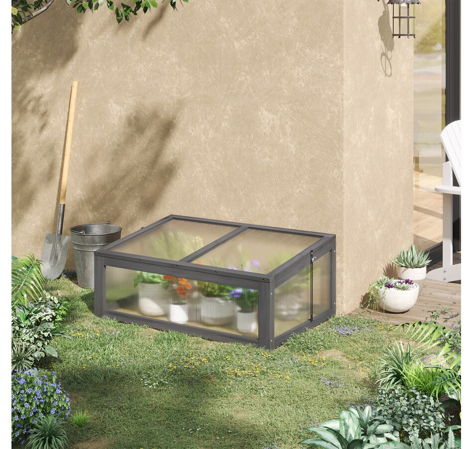 Image 934906_ALTMORE1.jpg, Product 934-906 / Price $104.99, Outsunny 39" x 26" x 16" Wooden Cold Frame Polycarbonate Planter Box, Grey from Outsunny on TSC.ca's Home & Garden department