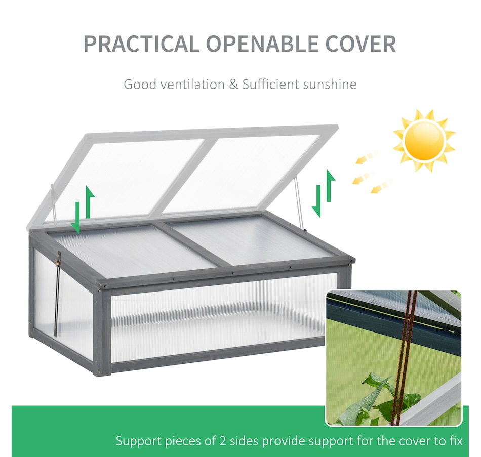 Image 934906_ALTMORE3.jpg, Product 934-906 / Price $104.99, Outsunny 39" x 26" x 16" Wooden Cold Frame Polycarbonate Planter Box, Grey from Outsunny on TSC.ca's Home & Garden department