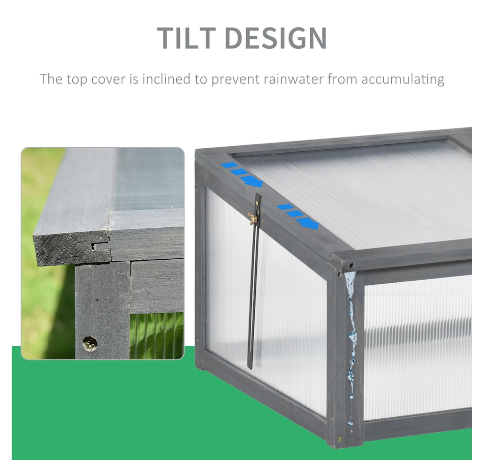 Image 934906_ALTMORE4.jpg, Product 934-906 / Price $104.99, Outsunny 39" x 26" x 16" Wooden Cold Frame Polycarbonate Planter Box, Grey from Outsunny on TSC.ca's Home & Garden department