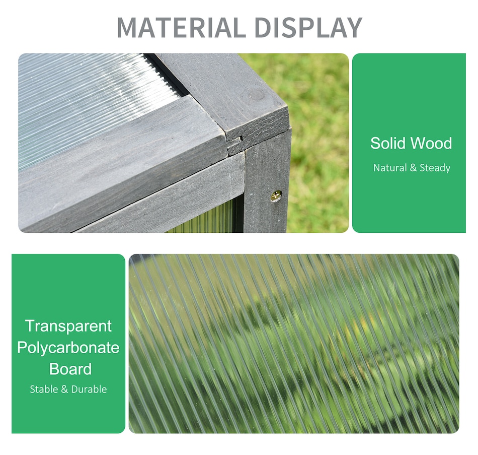 Image 934906_ALTMORE5.jpg, Product 934-906 / Price $104.99, Outsunny 39" x 26" x 16" Wooden Cold Frame Polycarbonate Planter Box, Grey from Outsunny on TSC.ca's Home & Garden department