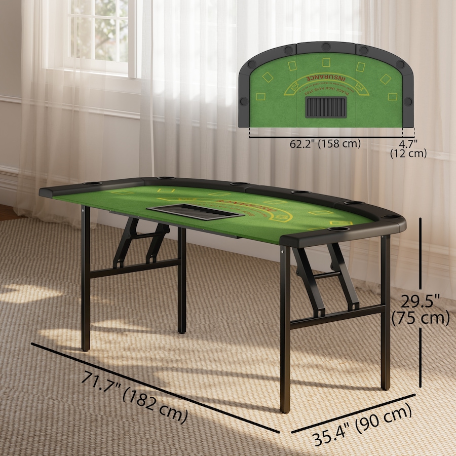 Image 934912_ALTMORE2.jpg, Product 934-912 / Price $174.99, Soozier 72" Folding Poker Table, Portable 8 Player Blackjack Table, Green from Soozier on TSC.ca's Toys & Hobbies department