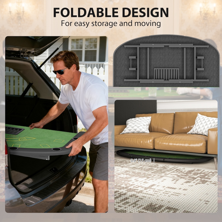 Image 934912_ALTMORE3.jpg, Product 934-912 / Price $174.99, Soozier 72" Folding Poker Table, Portable 8 Player Blackjack Table, Green from Soozier on TSC.ca's Toys & Hobbies department