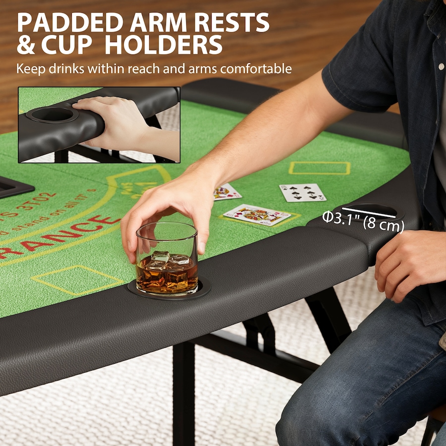 Image 934912_ALTMORE6.jpg, Product 934-912 / Price $174.99, Soozier 72" Folding Poker Table, Portable 8 Player Blackjack Table, Green from Soozier on TSC.ca's Toys & Hobbies department