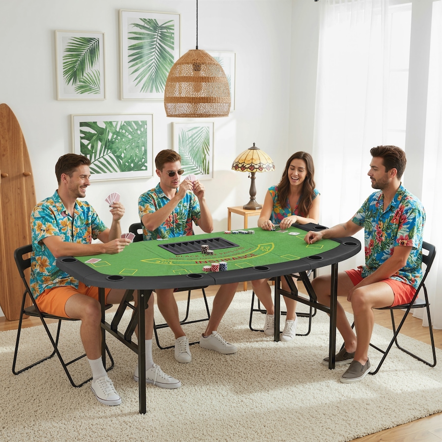 Image 934912_ALTMORE7.jpg, Product 934-912 / Price $174.99, Soozier 72" Folding Poker Table, Portable 8 Player Blackjack Table, Green from Soozier on TSC.ca's Toys & Hobbies department