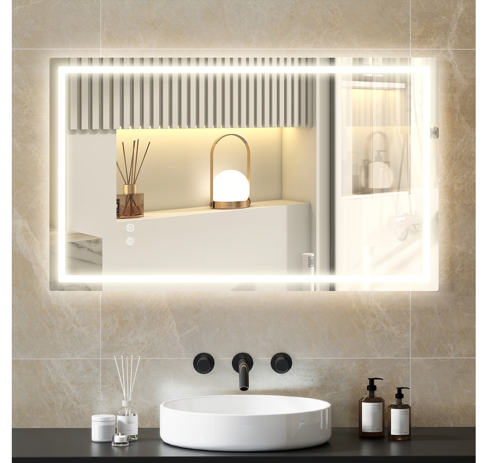 Image 934915_ALTMORE1.jpg, Product 934-915 / Price $174.99, HOMCOM 39" x 24" LED Bathroom Mirror, Wall Mounted Vanity Mirror, Clear from HOMCOM on TSC.ca's Home & Garden department
