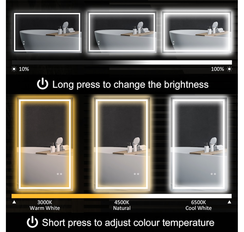 Image 934915_ALTMORE3.jpg, Product 934-915 / Price $174.99, HOMCOM 39" x 24" LED Bathroom Mirror, Wall Mounted Vanity Mirror, Clear from HOMCOM on TSC.ca's Home & Garden department