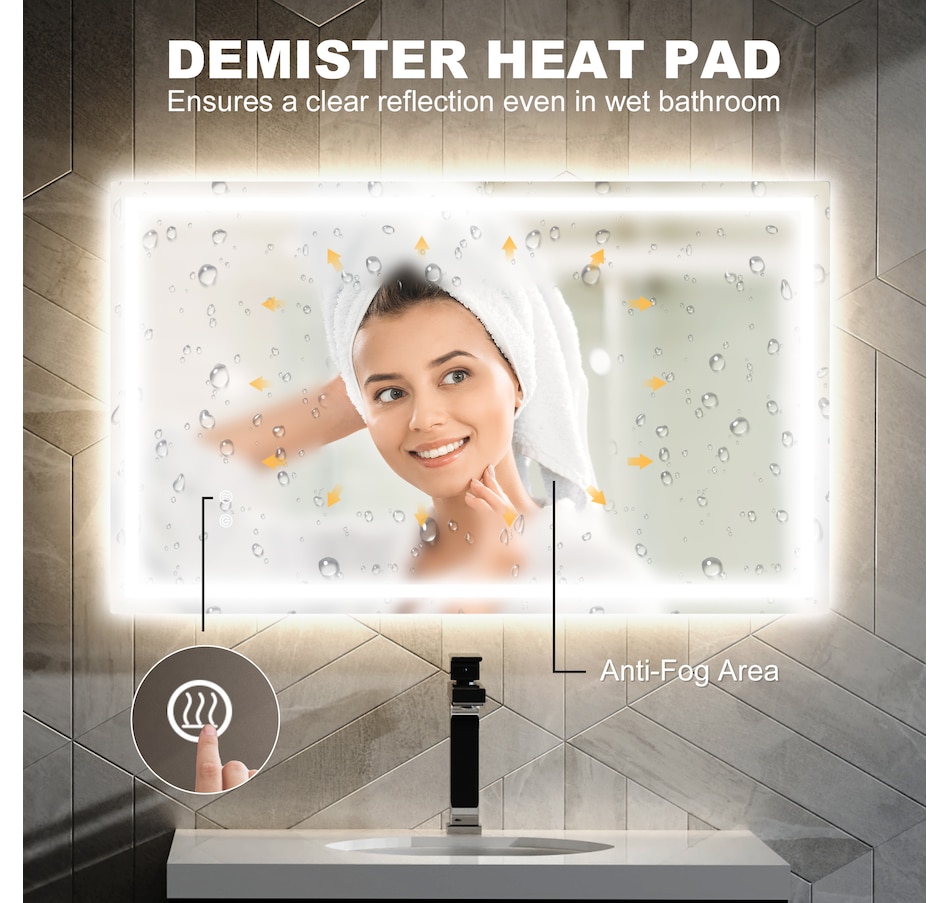 Image 934915_ALTMORE4.jpg, Product 934-915 / Price $174.99, HOMCOM 39" x 24" LED Bathroom Mirror, Wall Mounted Vanity Mirror, Clear from HOMCOM on TSC.ca's Home & Garden department