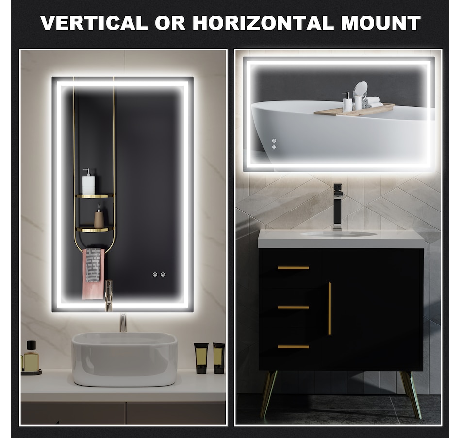 Image 934915_ALTMORE6.jpg, Product 934-915 / Price $174.99, HOMCOM 39" x 24" LED Bathroom Mirror, Wall Mounted Vanity Mirror, Clear from HOMCOM on TSC.ca's Home & Garden department
