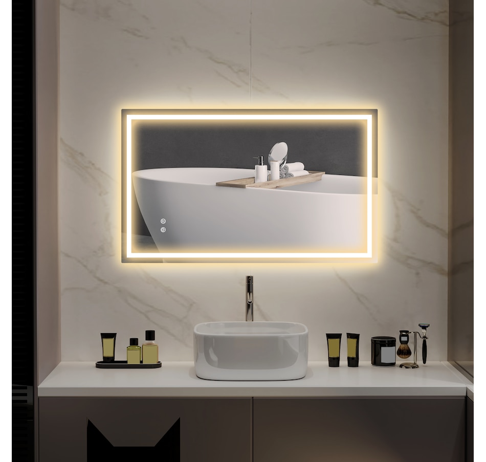 Image 934915_ALTMORE8.jpg, Product 934-915 / Price $174.99, HOMCOM 39" x 24" LED Bathroom Mirror, Wall Mounted Vanity Mirror, Clear from HOMCOM on TSC.ca's Home & Garden department