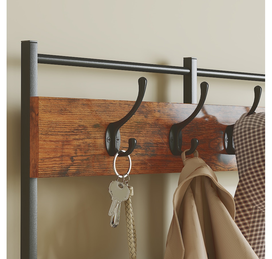 Image 934917_ALTMORE8.jpg, Product 934-917 / Price $126.99, HOMCOM 4-In-1 Hall Tree with 7 Drawer Fabric Dresser Coat Rack Rustic Brown from HOMCOM on TSC.ca's Home & Garden department