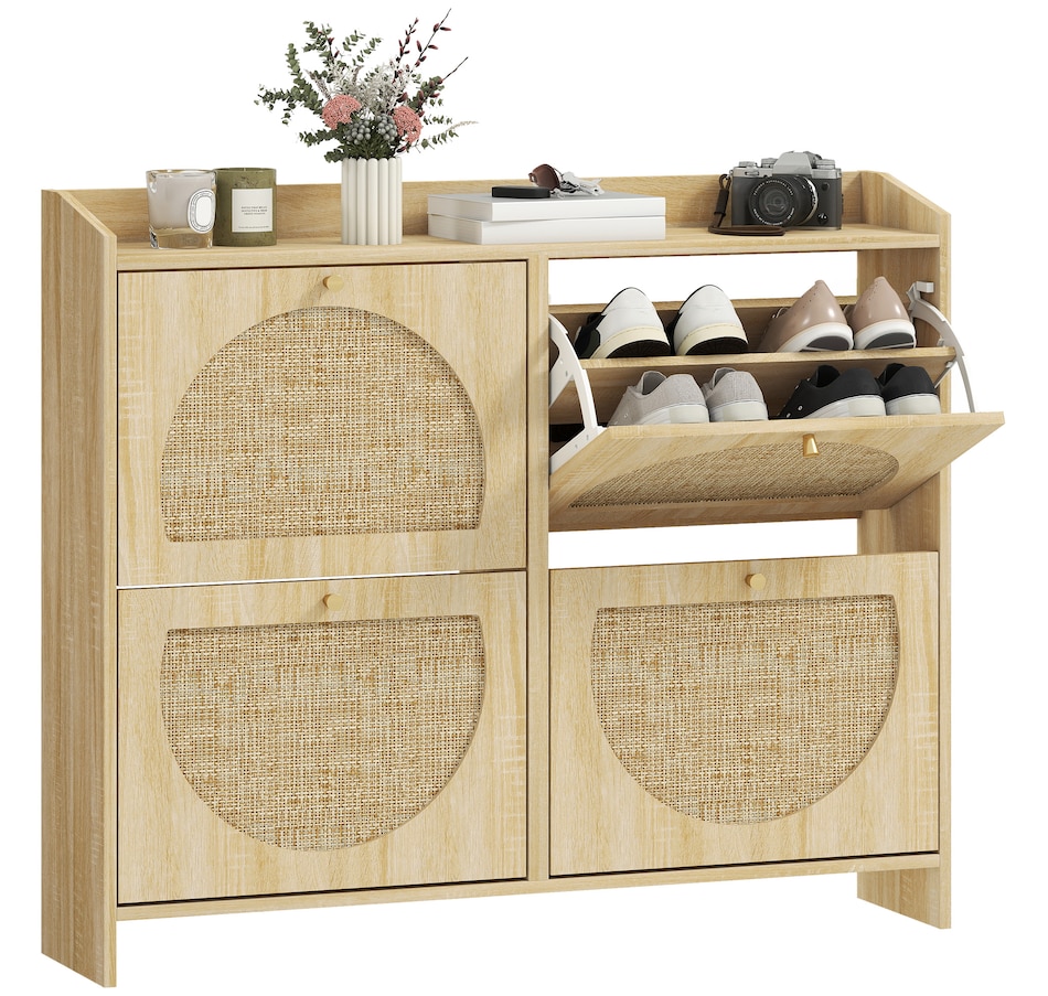 Image 934918.jpg, Product 934-918 / Price $149.99, HOMCOM Shoe Cabinet, Shoe Storage Cabinet with 4 Flip Drawers, Natural from HOMCOM on TSC.ca's Home & Garden department