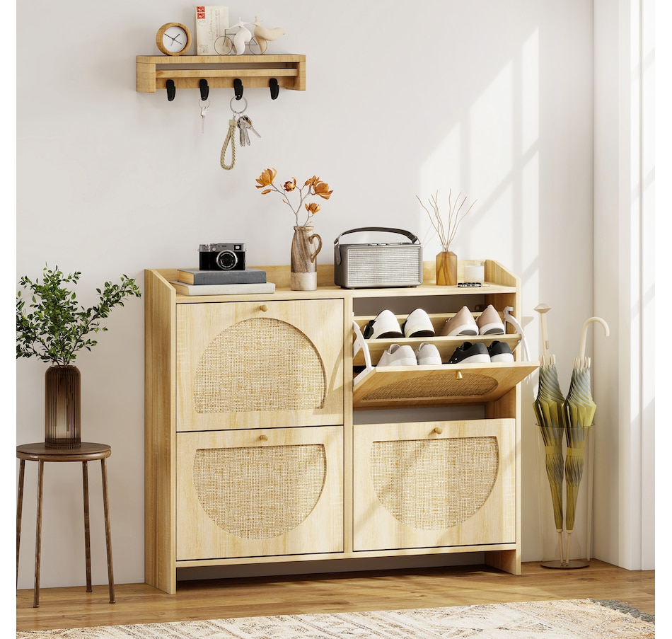Image 934918_ALTMORE1.jpg, Product 934-918 / Price $149.99, HOMCOM Shoe Cabinet, Shoe Storage Cabinet with 4 Flip Drawers, Natural from HOMCOM on TSC.ca's Home & Garden department