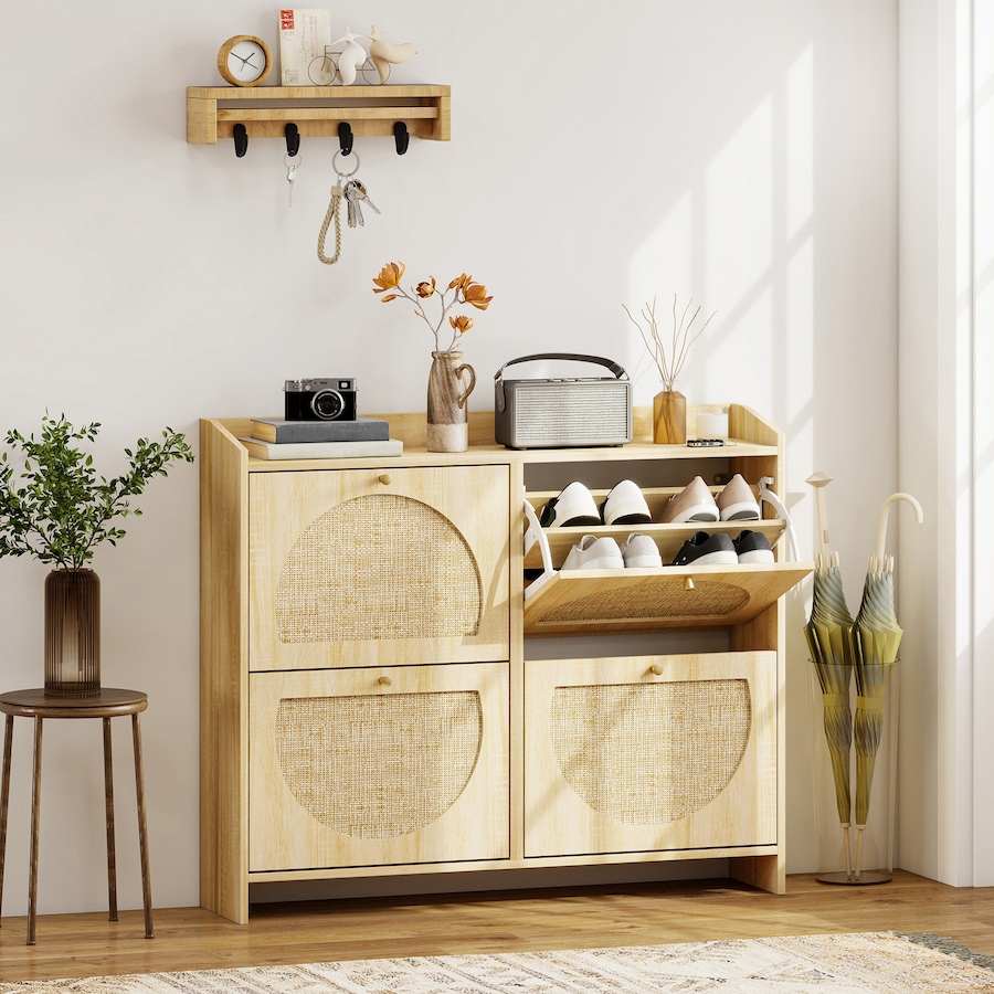 Image 934918_ALTMORE1.jpg, Product 934-918 / Price $154.99, HOMCOM Shoe Cabinet, Shoe Storage Cabinet with 4 Flip Drawers, Natural from HOMCOM on TSC.ca's Home & Garden department