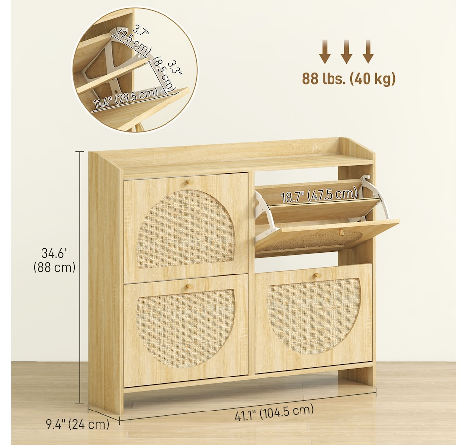 Image 934918_ALTMORE2.jpg, Product 934-918 / Price $149.99, HOMCOM Shoe Cabinet, Shoe Storage Cabinet with 4 Flip Drawers, Natural from HOMCOM on TSC.ca's Home & Garden department