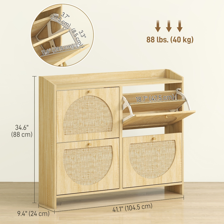 Image 934918_ALTMORE2.jpg, Product 934-918 / Price $154.99, HOMCOM Shoe Cabinet, Shoe Storage Cabinet with 4 Flip Drawers, Natural from HOMCOM on TSC.ca's Home & Garden department